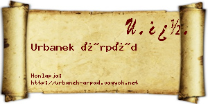 Urbanek Árpád névjegykártya
